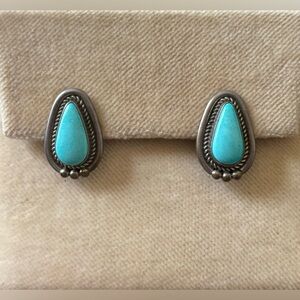 Vintage Native American Turquoise and Sterling Silver Earrings